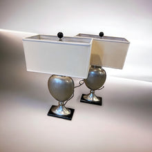 Load image into Gallery viewer, Silver metal lamps - Pair