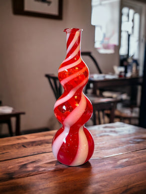 Vase -  Red/White Swirl