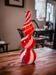 Vase -  Red/White Swirl