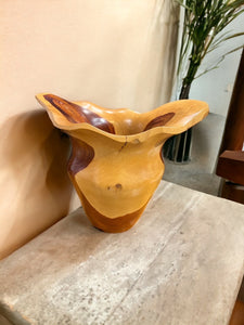 Carved wood vase